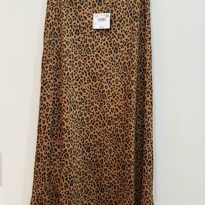 NWT American Eagle Outfitters Leopard Print Midi Slip Skirt - Brown/Black